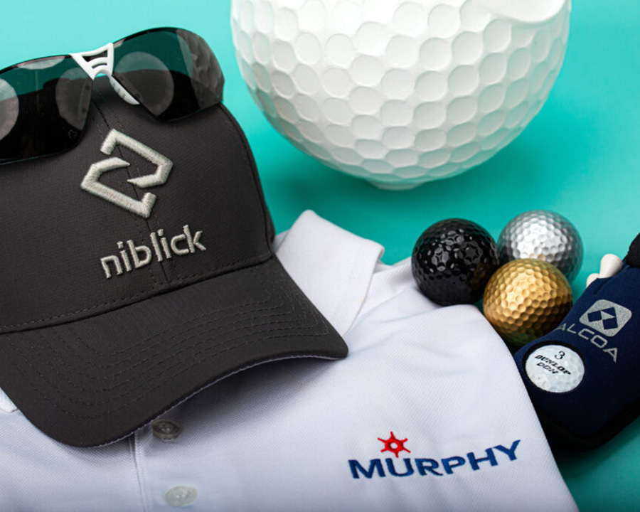 A range of golf day merchandise