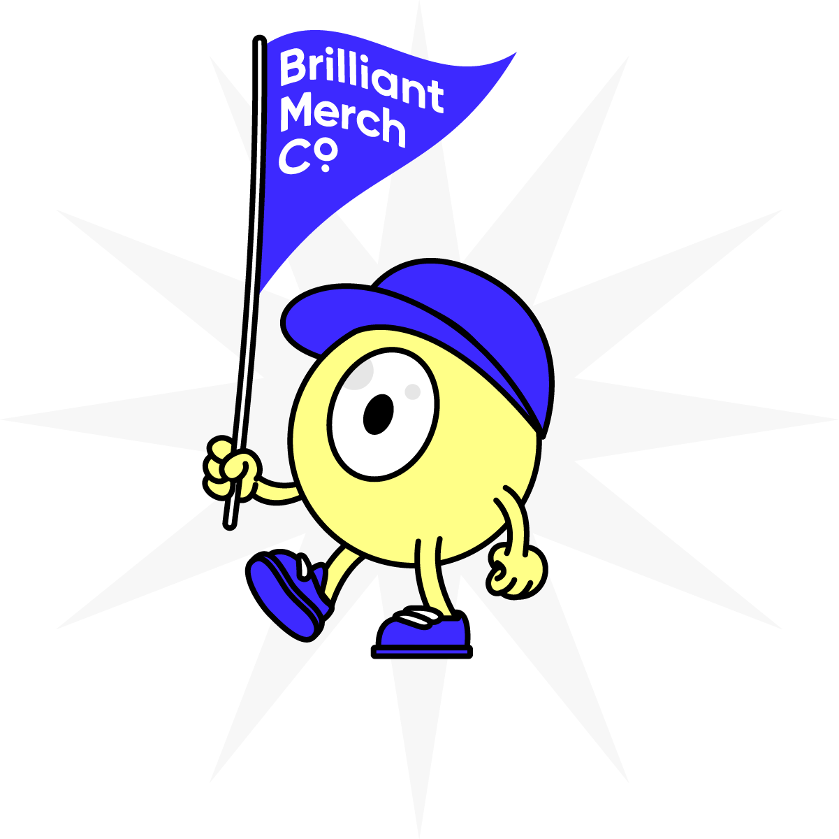Mascot marching with BMCo flag