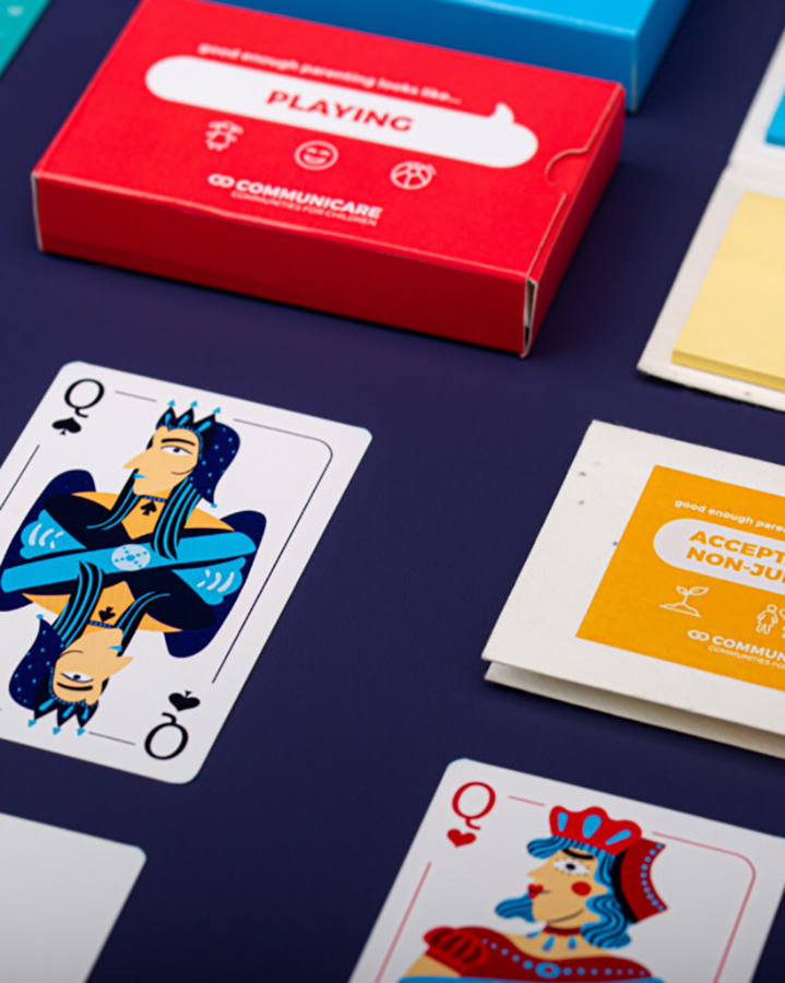 A set of custom branded playing cards
