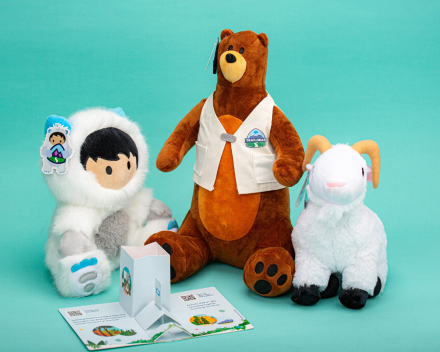 A set of salesforced branded stuffed toys