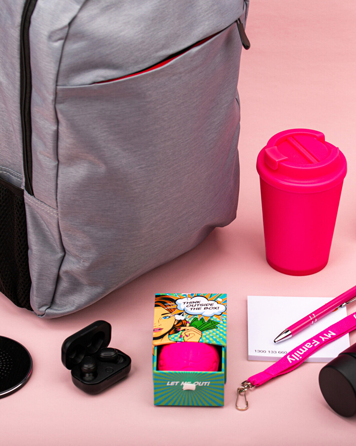 A collection of travel related branded merchandise