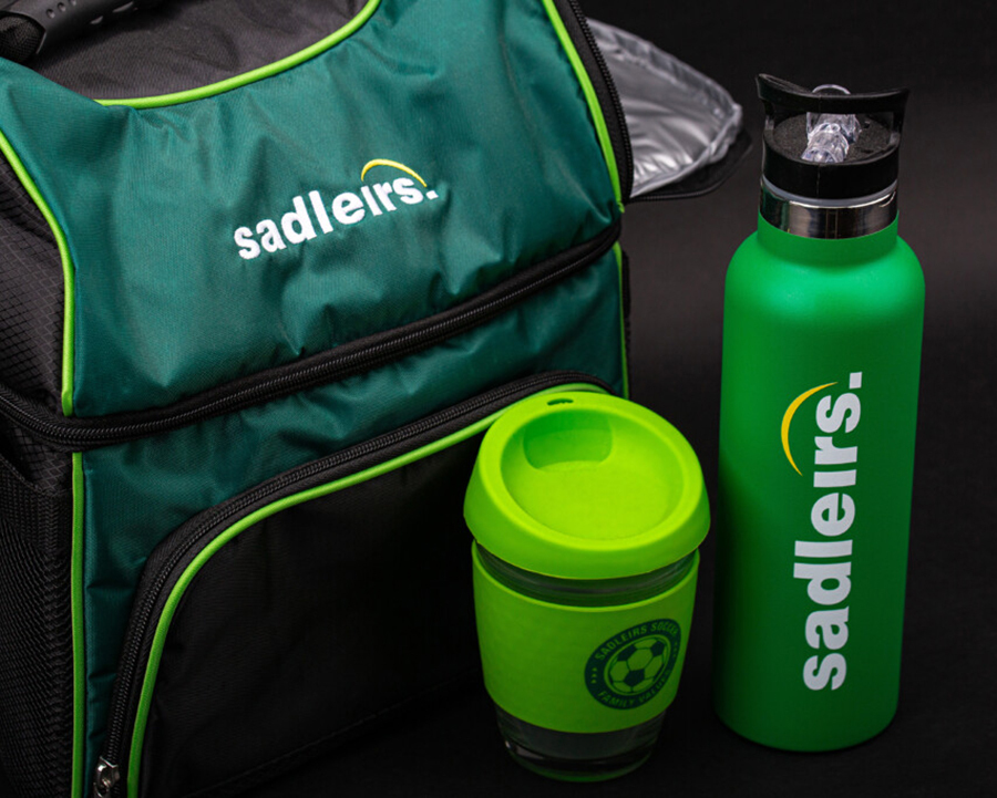 Sadleirs branded bottle and cooler