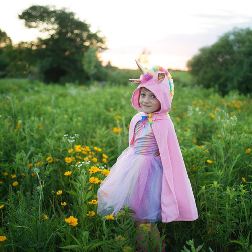 Pink Rainbow Unicorn Cape Size 5-6