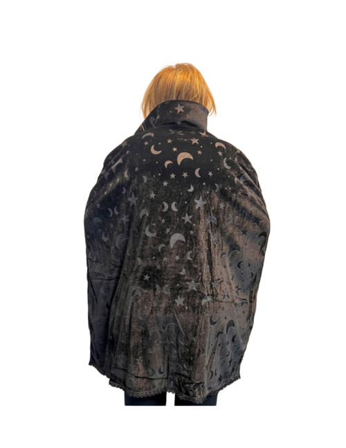 Moon and Star Black Witch Cape