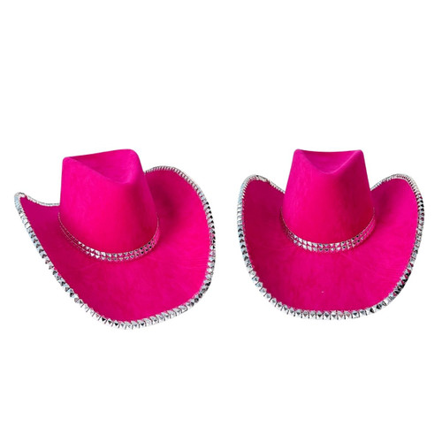 Pink Studded Wool-like Cowboy Hat