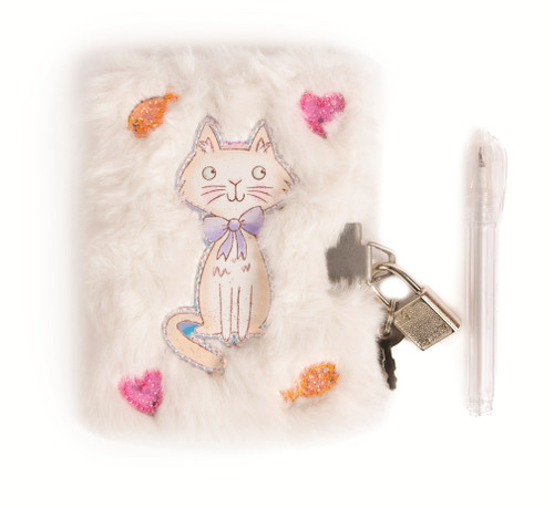 White Cuddle Cat Journal