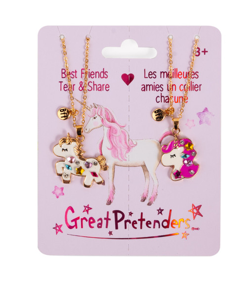 Bejeweled Unicorns Tear and Share Necklaces