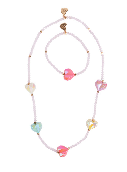 Geode Hearts Necklace and Bracelet Set