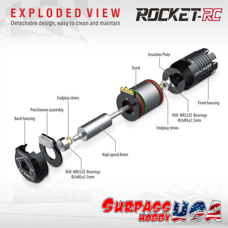 Surpass Hobby USA | Rocket-RC 1/28 Mini-Z Sensored Brushless Motors ...