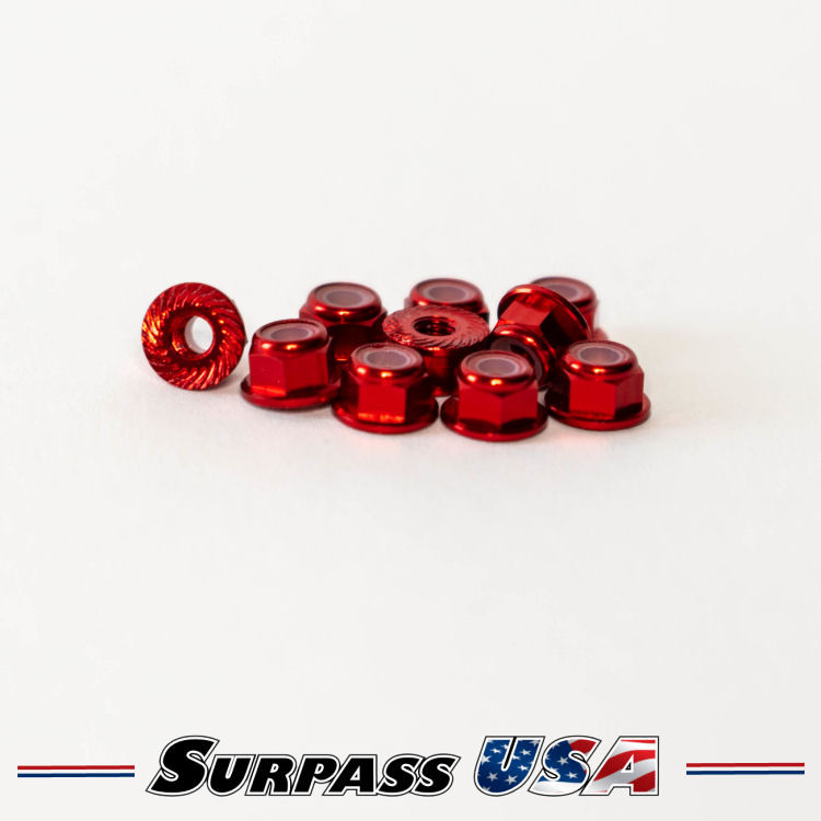 Surpass USA 4mm (M4) Serrated Flanged Aluminum Nylon Lock Nut