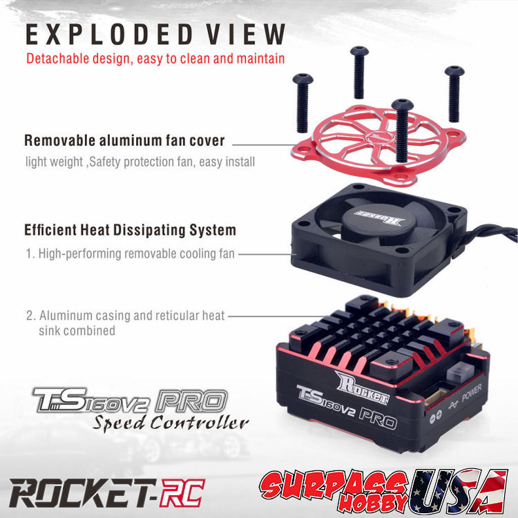 Surpass Hobby USA | Rocket-RC 1/10 TS160 V2 PRO ESC 2-3 Cell 4.5T+