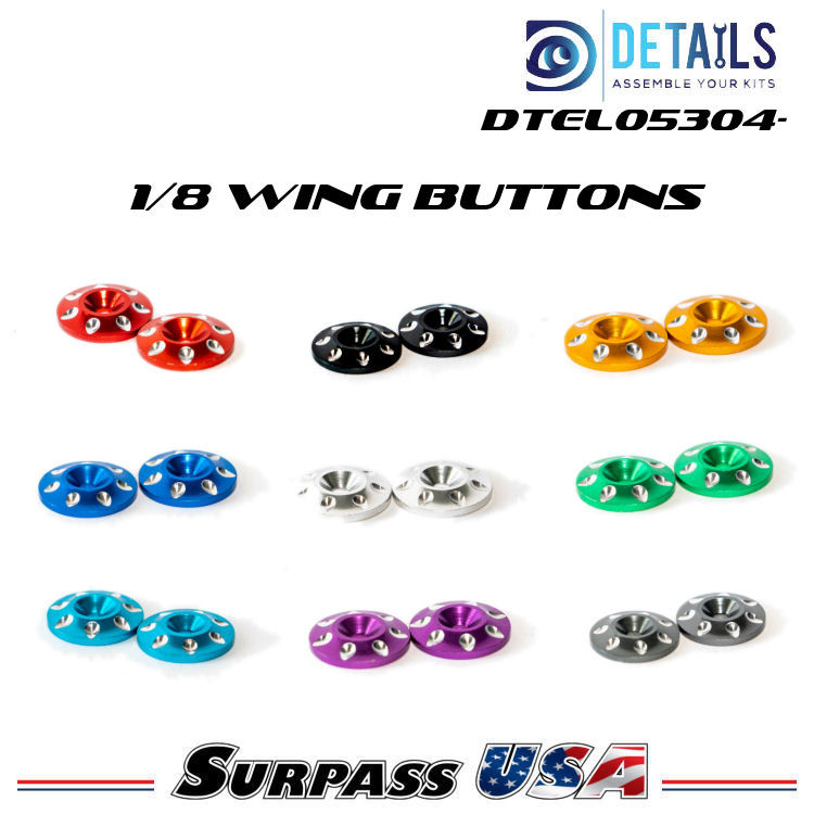 Hobby Details 1/8 LW Aluminum Wing Buttons 18mm (2)