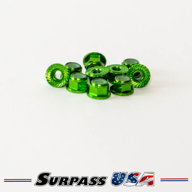 Surpass USA 4mm (M4) Serrated Flanged Aluminum Nylon Lock Nut