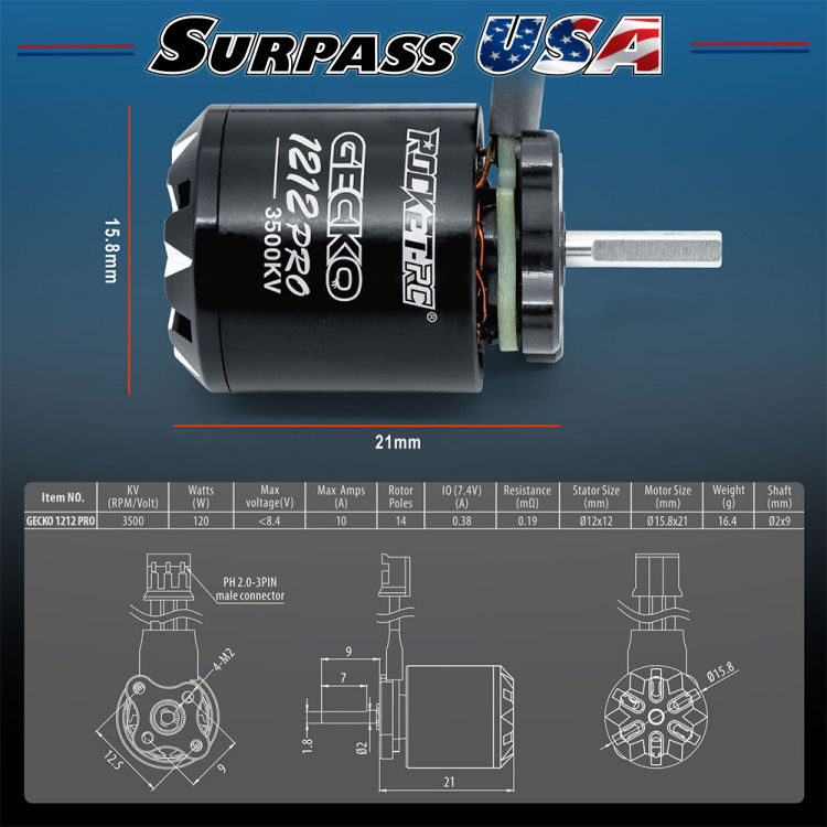 Surpass USA | Rocket-RC Gecko S1212 FOC Brushless Motor & Gecko