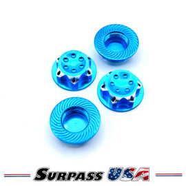 Surpass USA 17mm Covered Serrated Aluminum Wheel Nut Set (4) Blue DTEL05306C