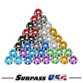 Surpass USA 4mm (M4) Serrated LW 6 Point Aluminium Wheel Nuts (4pcs) Surpass USA 4mm (M4) Serrated LW 6 Point Aluminium Wheel Nuts (4pcs)