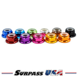 Surpass USA Precision 4mm (M4) Serrated Flanged Aluminum Nylon Lock Nut SH-DTLN01017B