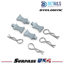 Hobby Details Pro Aluminum Easy Pull 1/10 & 1/8 Body Clips (Silver) (4pcs) DTEL01071C