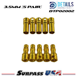 3.5mm Gold Plated Bullet Connectors Male/Female 5 Pair (10pcs) DTP02002