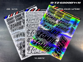Team Zombie Black, White, Holographic 6" x 8" Vinyl Die-Cut Sticker Sheet (3pcs 1ea Color) D-TZ-6800BWH