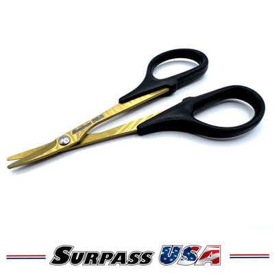 Surpass USA Curved Stainless Steel Ti-Nitride Coated Lexan Body Scissors SH-11048