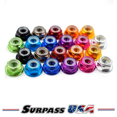 Surpass USA 4mm (M4) Flanged Aluminum Nylon Lock Nut SH-DTLN01003