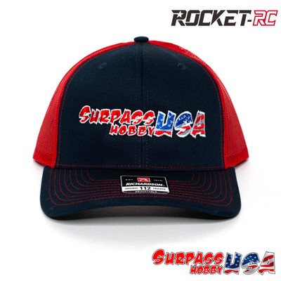 Surpass Hobby USA Embroidered Logo Trucker Hat Navy/Red