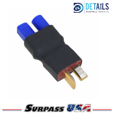 T-Plug (Deans) Male to EC3 Female Adapter for RC Lipo Batteries (1pc) DTSPHB-05