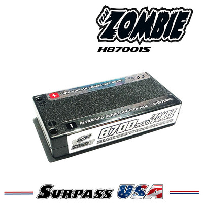 Team Zombie SENDIT 8700mAh 3.8v HV 140c 1 Cell ULCG Shorty H87001S Team Zombie SENDIT 8700mAh 3.8v HV 140c 1 Cell ULCG Shorty H87001S
