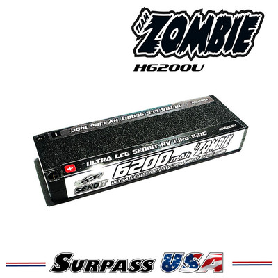 Team Zombie SENDIT 6200mAh 7.6v HV 140c Ultra LCG Stick H6200U (ROAR Approved)