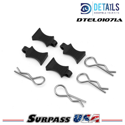 Hobby Details Pro Aluminum Easy Pull 1/10 & 1/8 Body Clips (Black) (4pcs) DTEL01071A