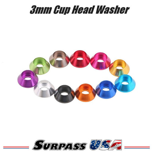 Surpass USA Precision 3mm (M3) Cup Head Aluminum Washer (10pcs) DTGK01010