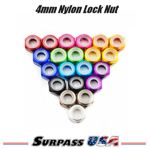 Surpass USA 4mm (M4) Flanged Aluminum Nylon Lock Nut (10pcs) DTLN01003