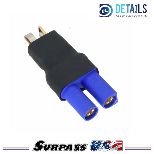 EC5 Female to T-Plug (Deans) Male Adapter for RC Lipo Batteries (1pc) DTSPHB-07