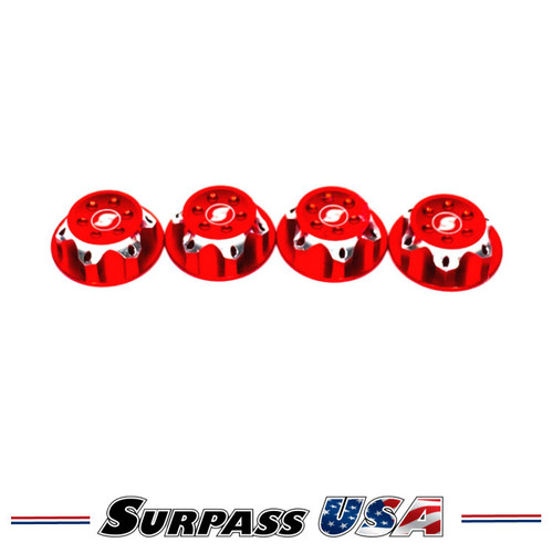 Surpass USA 17mm Covered Serrated Aluminum Wheel Nut Set (4) Red DTEL05306-Red