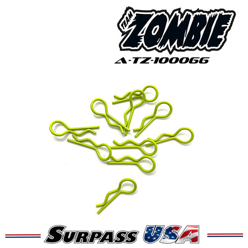 Team Zombie Signature Color Body Clips 1/10 - Z-YELLOW (10) A-TZ-100066