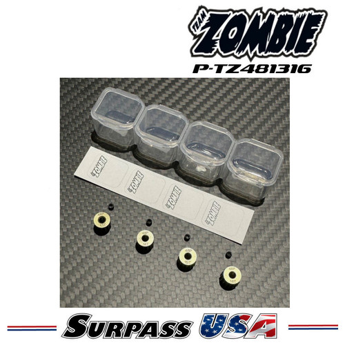 Team Zombie Hard-Anodized Aluminum 7075 Pinion Gear 48P 13-16T (4pcs) P-TZ481316