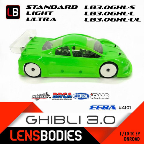 Lens 1/10 Ghibli 3.0 On-Road Touring Car 190mm Body (Clear)