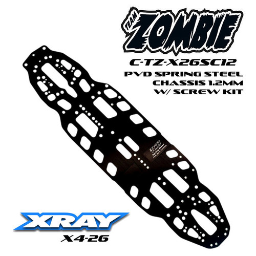 Team Zombie Spring Steel Chassis 1.2mm PVD-Coated, XRAY X4-26 w