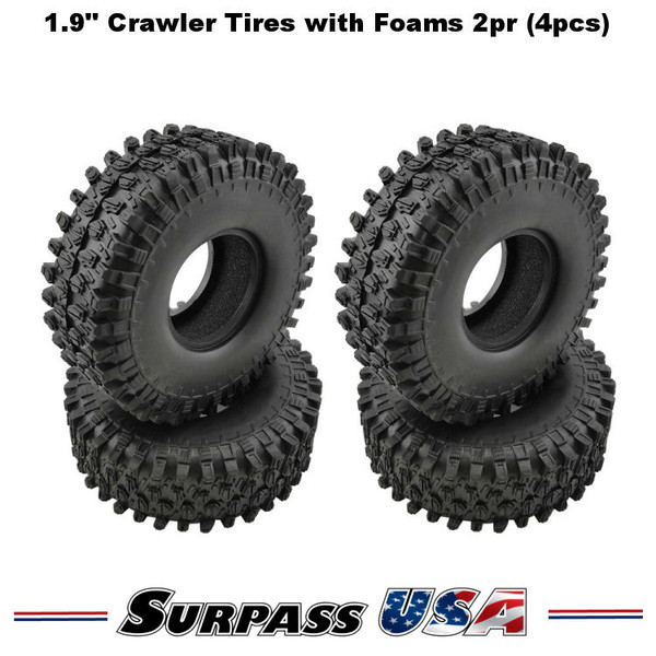 1.9" Crawler Tires with Foams Model "E" 2pr (4pcs/set) SH-DTPA02005