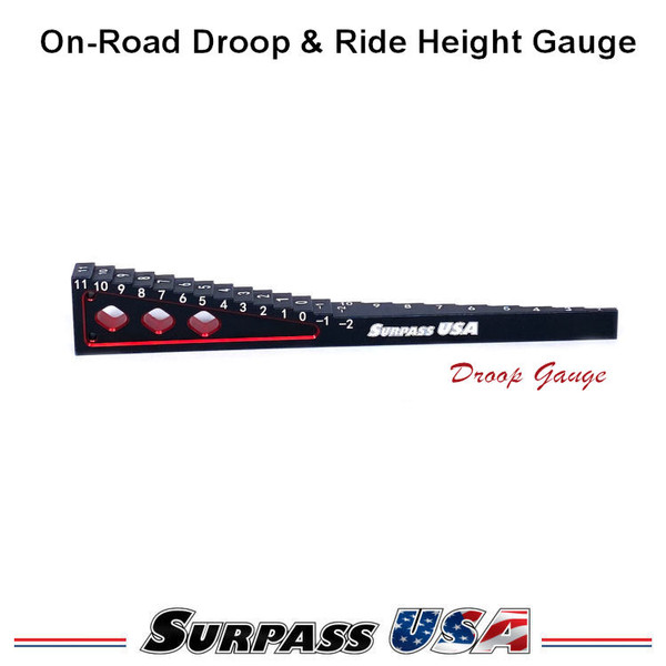 Surpass USA Precision Aluminum On-Road Droop & Ride Height Gauge (Black/Red)  SH-DTEL240111-RED
