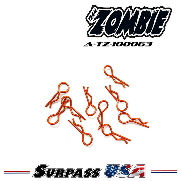 Team Zombie Signature Color Body Clips 1/10 - Z-ORANGE (10) A-TZ-100063