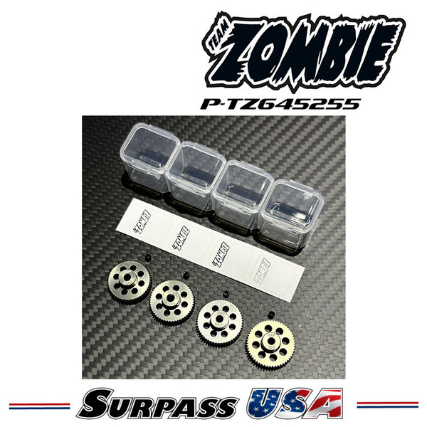 Team Zombie Hard-Anodized Aluminum Pinion Gear 64P 52-55T (4pcs) P-TZ645255