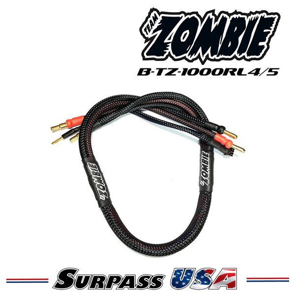 Team Zombie 4mm, 4/5mm Tube Plug 2s-Balance 600mm 12awg Charging Cable B-TZ-1000RL4/5