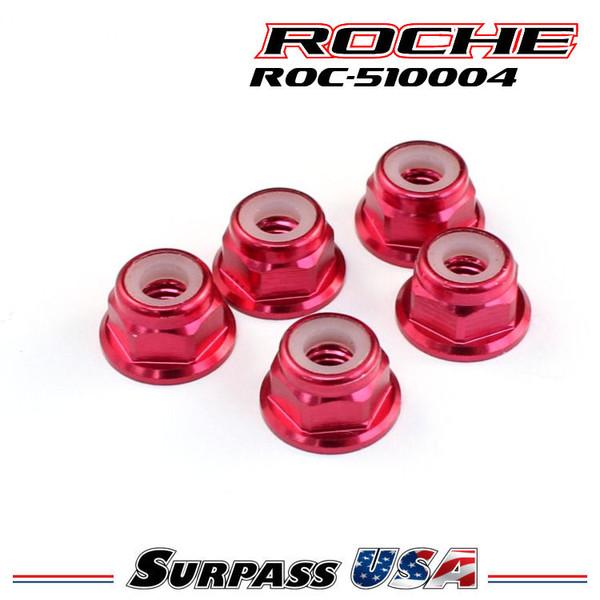 Roche - M4 Aluminum Locknut (Red), 5 pcs (510004) ROC-510004