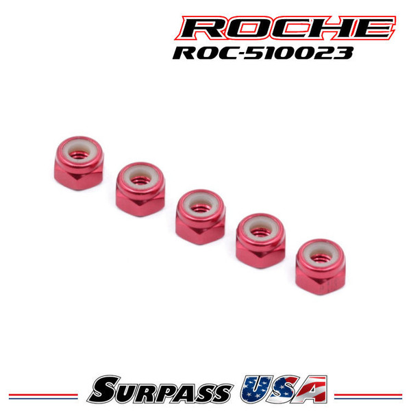 Roche - M4 Aluminum Locknut (Red), Thin, 5 pcs (510023) ROC-510023