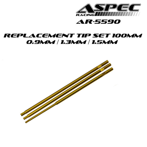 ASPEC Racing Ti-Nitride Hex Replacement Tip Set (0.9, 1.3, 1.5mm) AR-5590