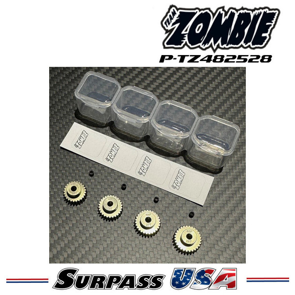 Team Zombie Hard-Anodized Aluminum 7075 Pinion Gear 48P 25-28T (4pcs) P-TZ482528