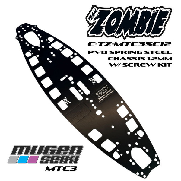 Spring Steel Chassis 1.2mm PVD-Coated, Mugen Seiki MTC3 w/Screw Kit C-TZ-MTC3SC12