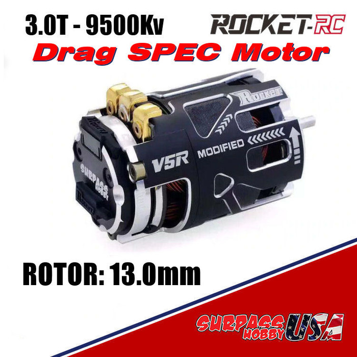 Rocket V5R Modified Drag SPEC 3.0T 9500Kv w/13.0 Rotor Sensored Brushless Motor V5R-3.0-C50130